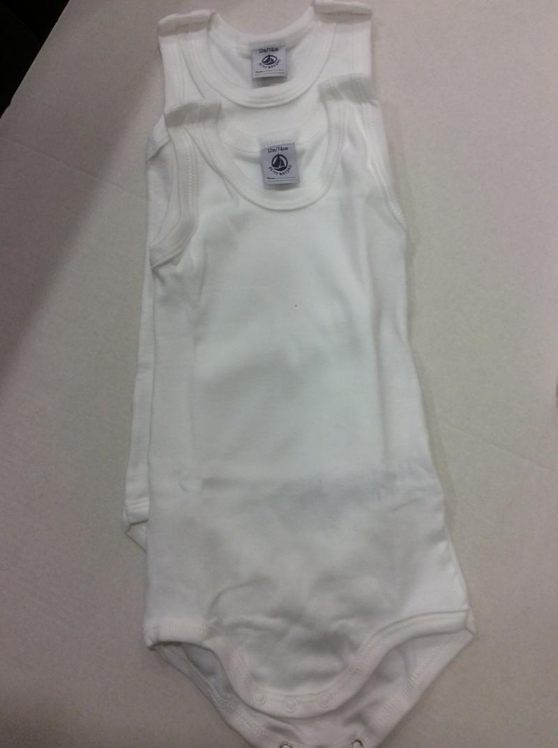 Lot 2 bodies débardeur coton garçon. Du 12 au 36 mois. Petit Bateau. 15€